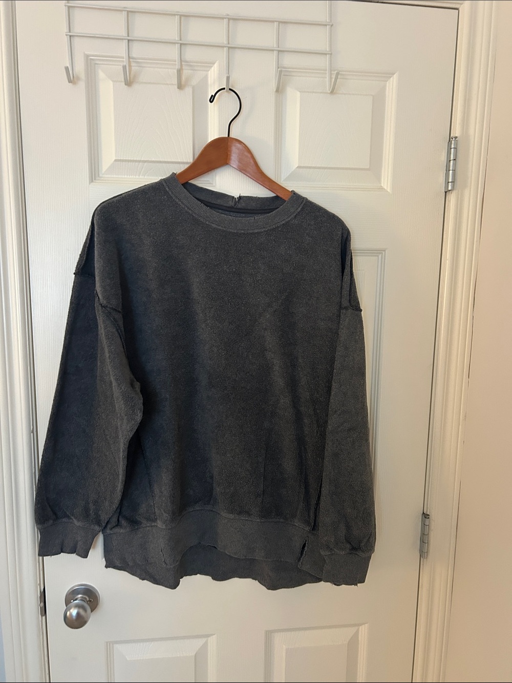 aerie Women's Washed Charcoal Crewneck Sweater